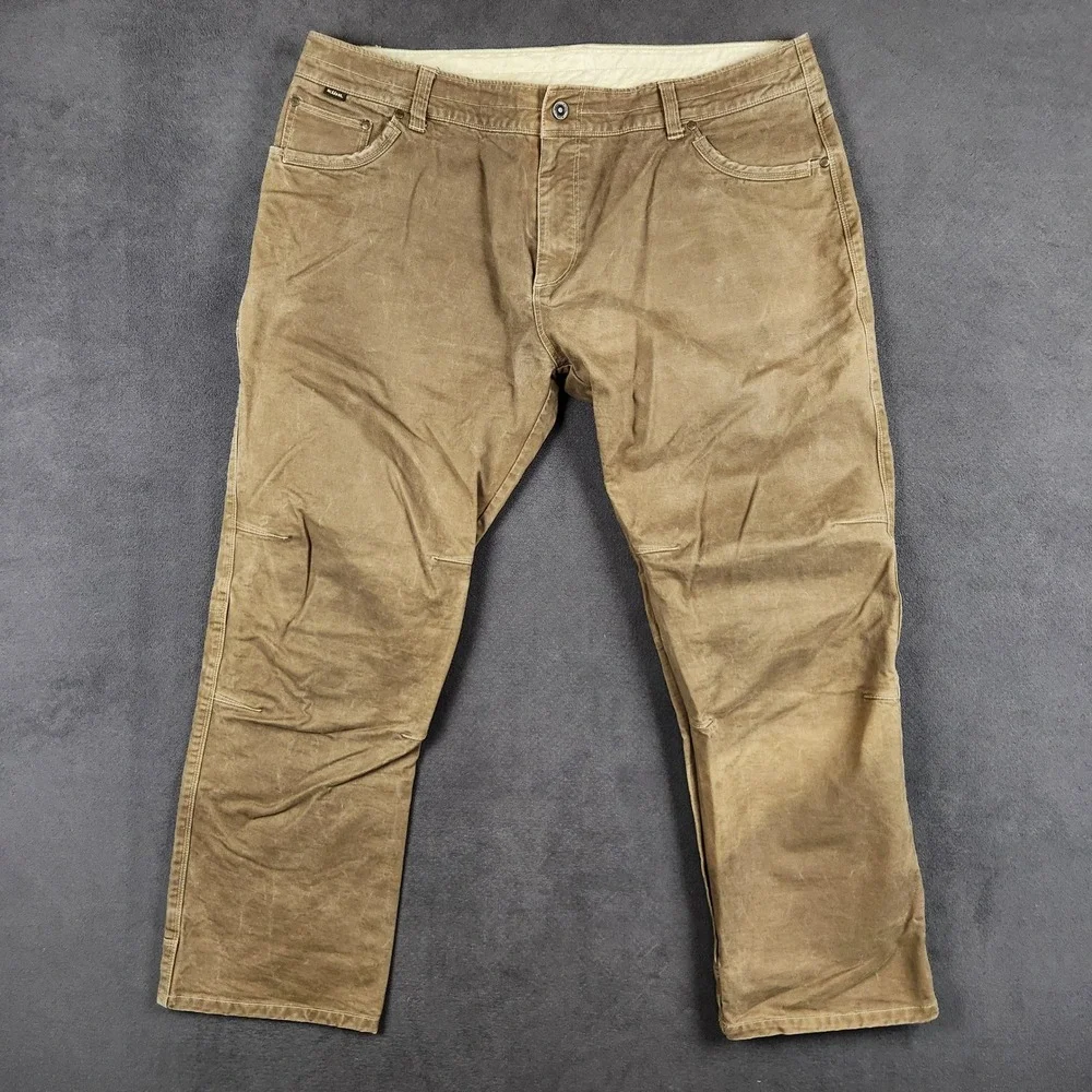 KUHL RYDR Pants Mens 42x30 Khaki Tan Articulated Knee Euro Twill Cotton Blend